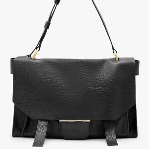ALL SAINTS: Ursa Black Leather Top-Handle Shoulder Bag